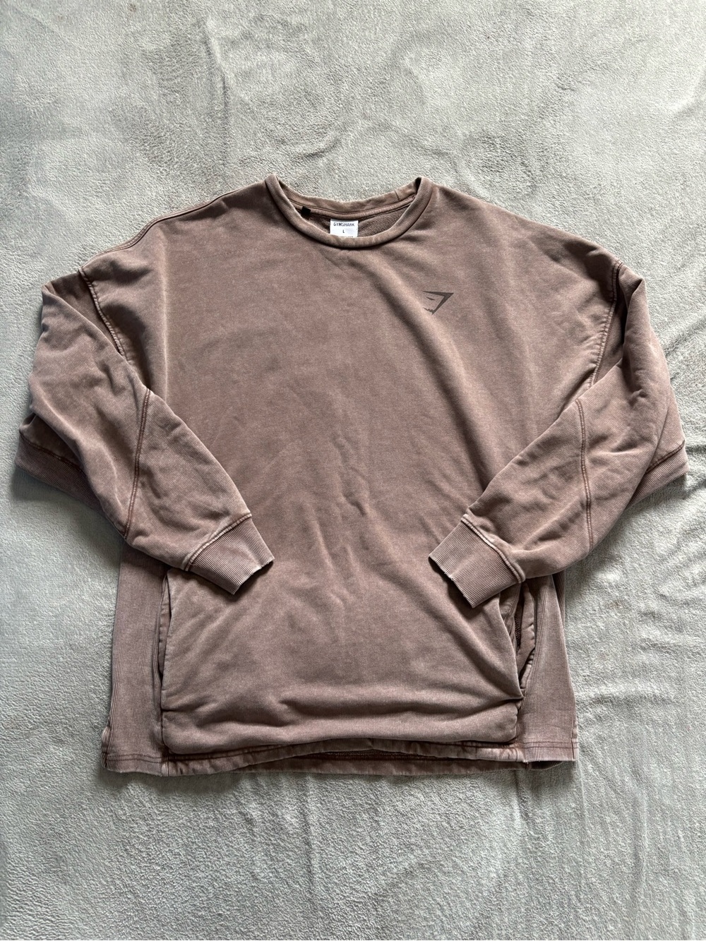 Gymshark Men’s Large Crewneck Sweatshirt Brown Activewear Gym Workout Spellout